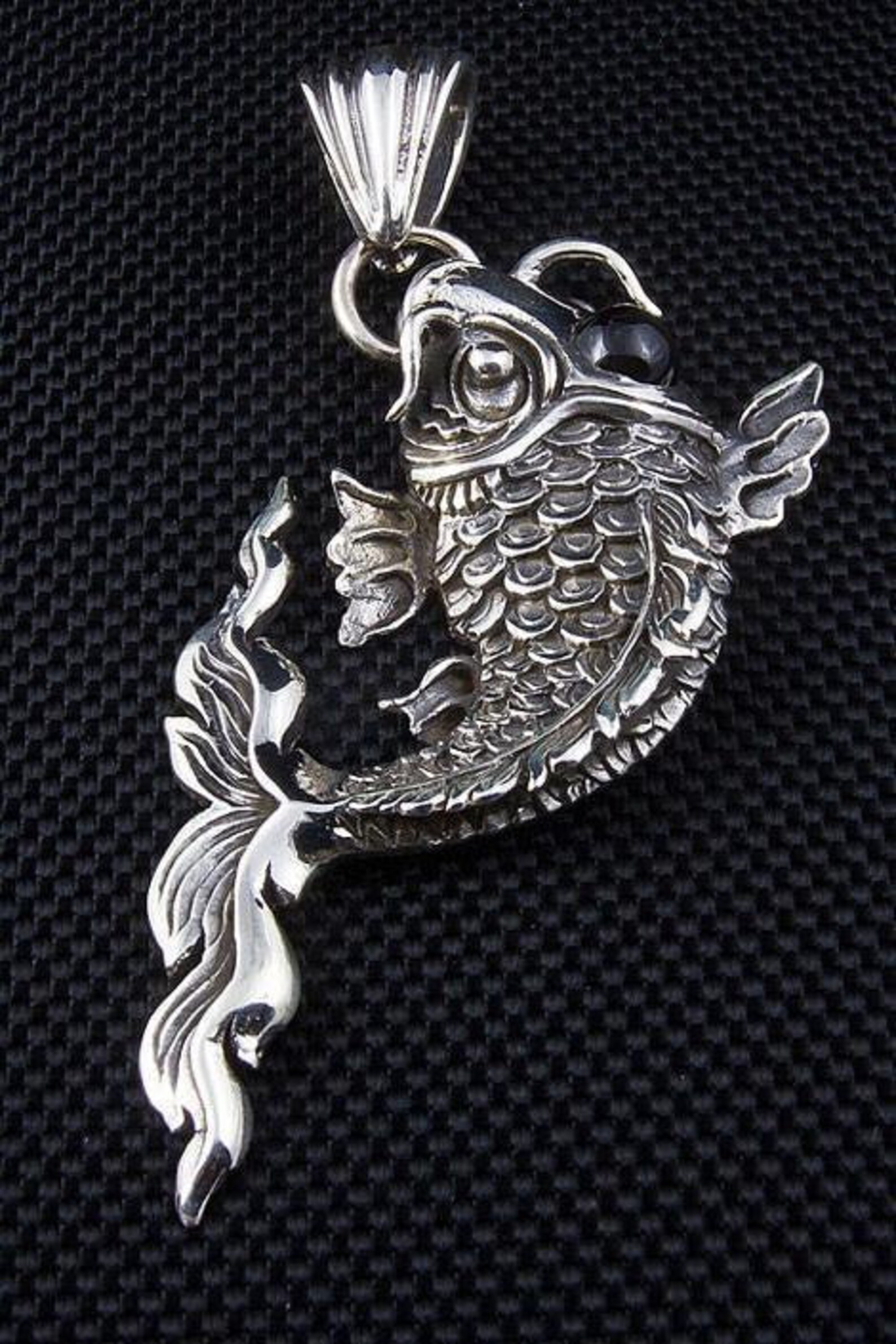 Silver Koi Pendant Carp Pendant Fish Pendant Japanese Koi Etsy