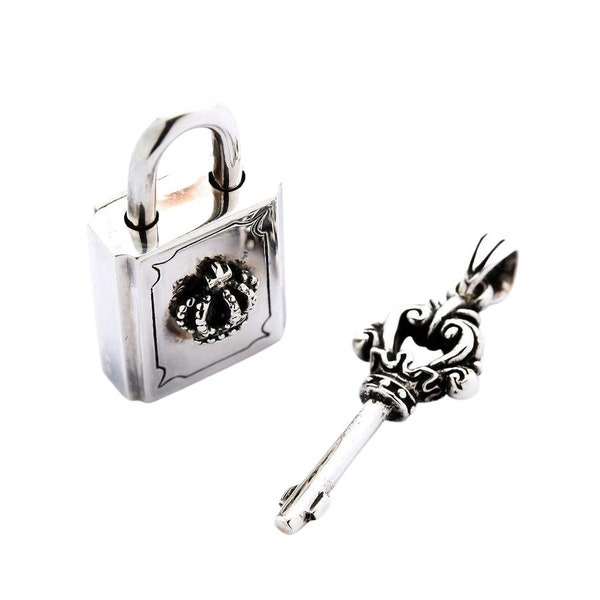 Sterling Silver Lock and Key Pendant Love