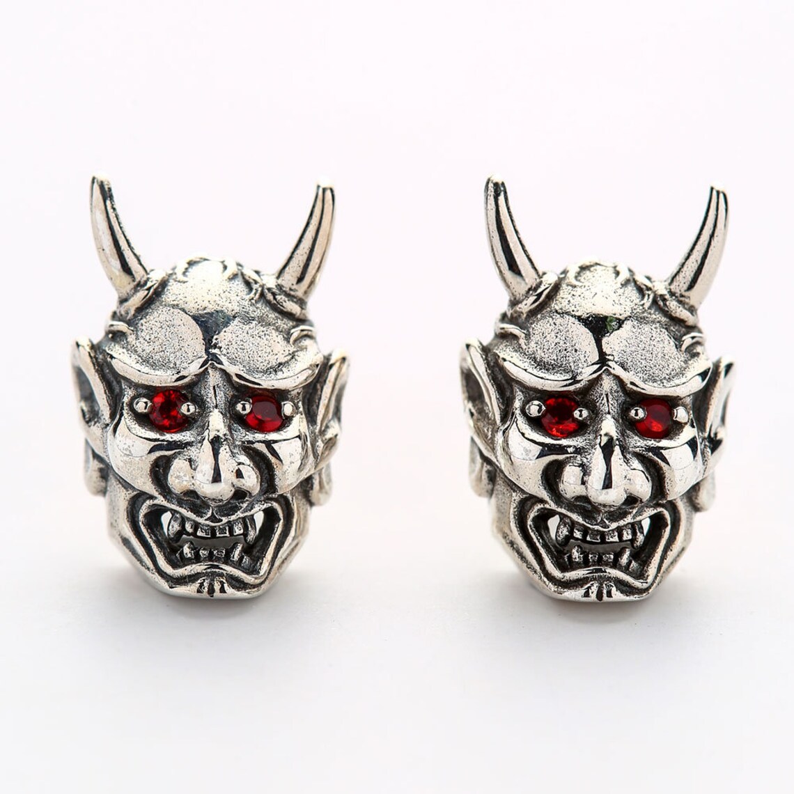 Skull Earrings Skull Mask Stud Earrings Japanese Oni Mask Etsy