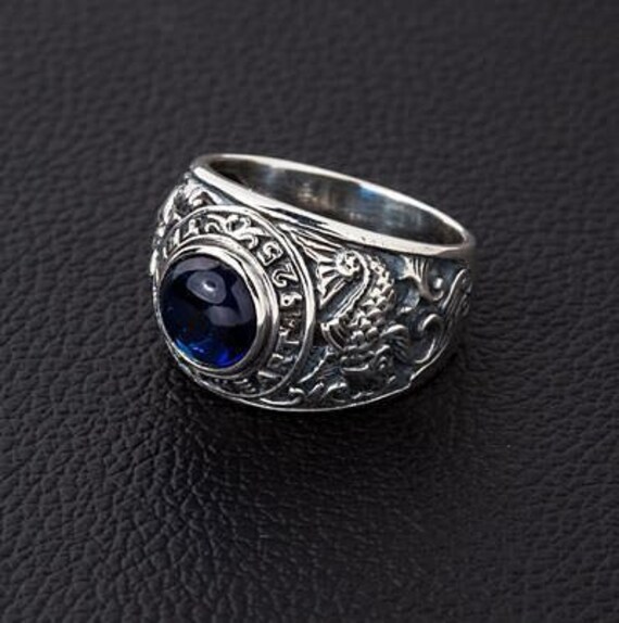 Men's Sapphire Ring Sapphire Mens Ring 925 Sterling Etsy