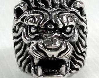 Lion Ring, Heavy Ring, Lion Head Men's Ring, Sterling Silver Ring by SterlingMalee