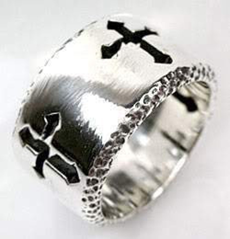 Silver Cross Ring Cross Men's Ring Sterling Silver Band Etsy