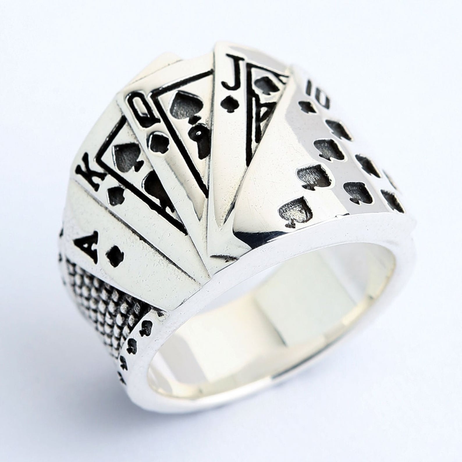 Jugando Card Ring Poker Ring 925 Sterling Silver Ring de Etsy Espa??a