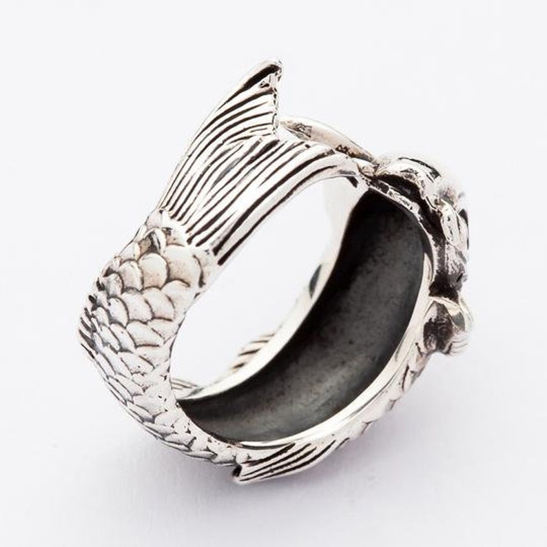 Silver Koi Ring Koi Tattoo Fish Ring Carp Ring Fish Ring Etsy