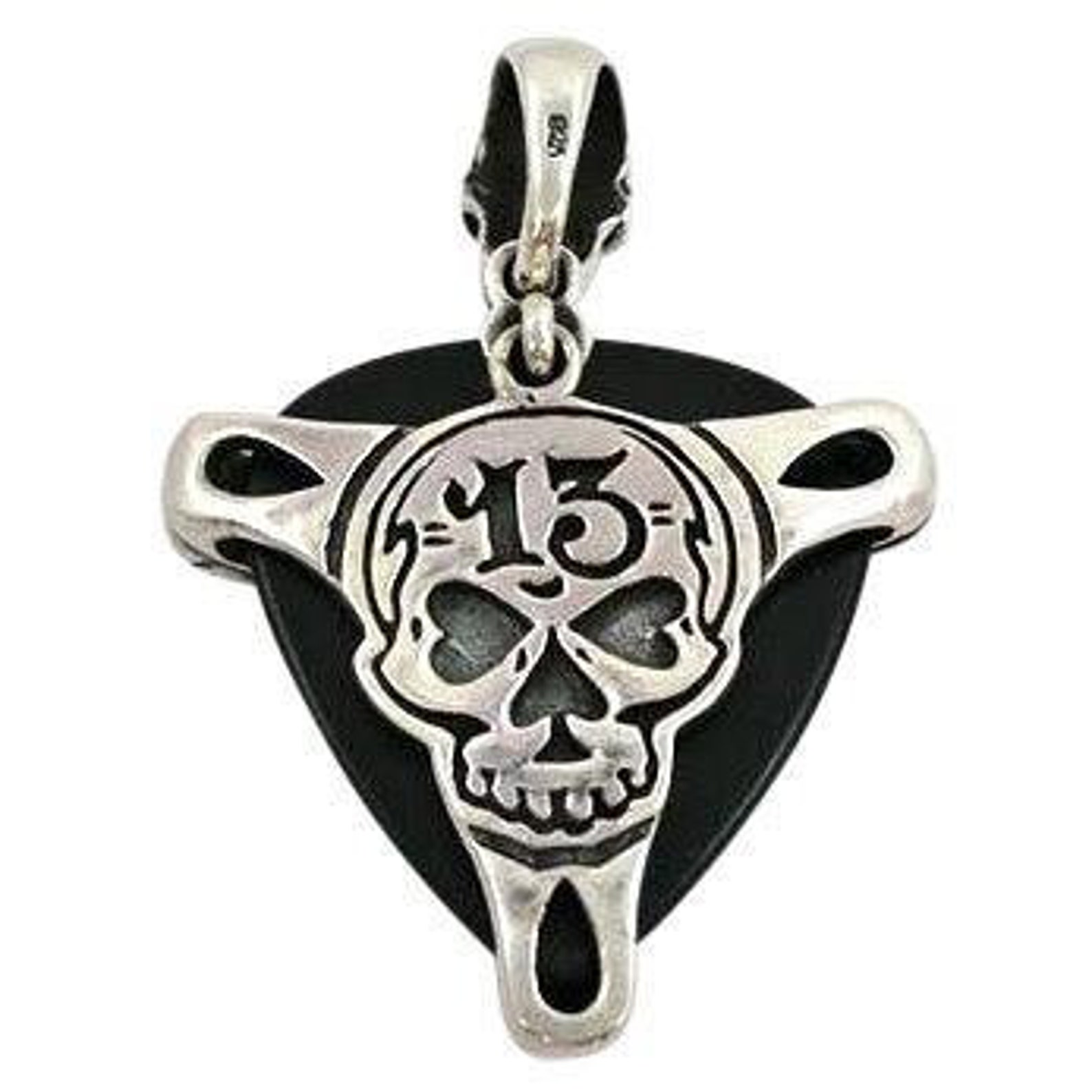 Silver Skull Guitar Pick Holder Mens Pendant Etsy