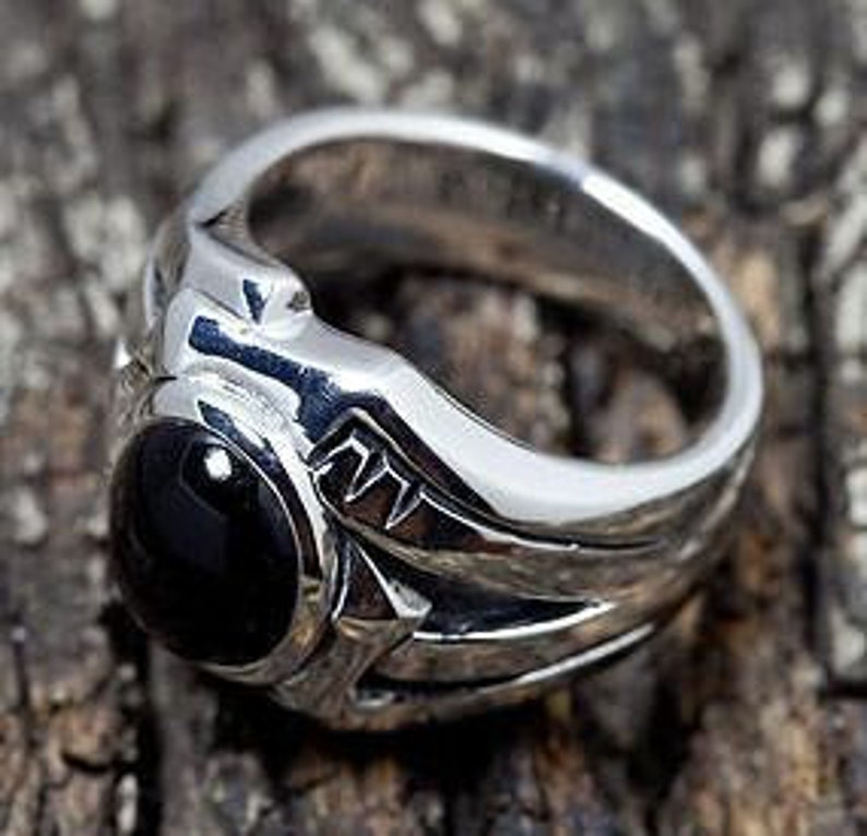 Men's Onyx Ring Sterling Silver Men's Ring 925 Etsy