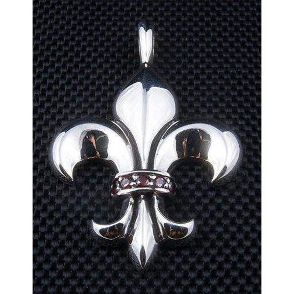 925 Sterling Silver Fleur De Lis Pendant Men's Biker Gothic