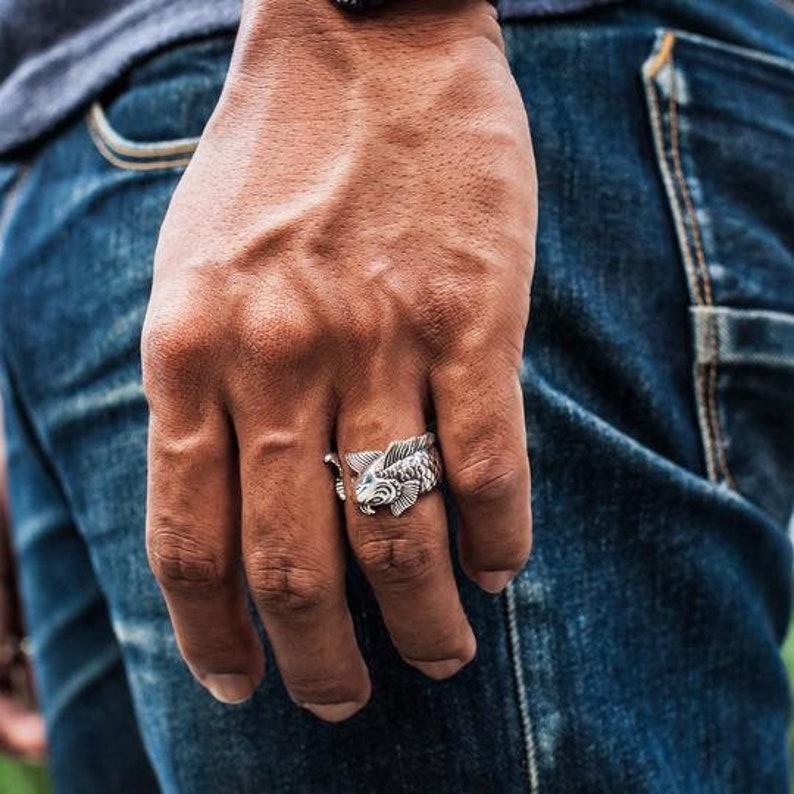 Silver Koi Ring Koi Tattoo Fish Ring Carp Ring Fish Ring Etsy