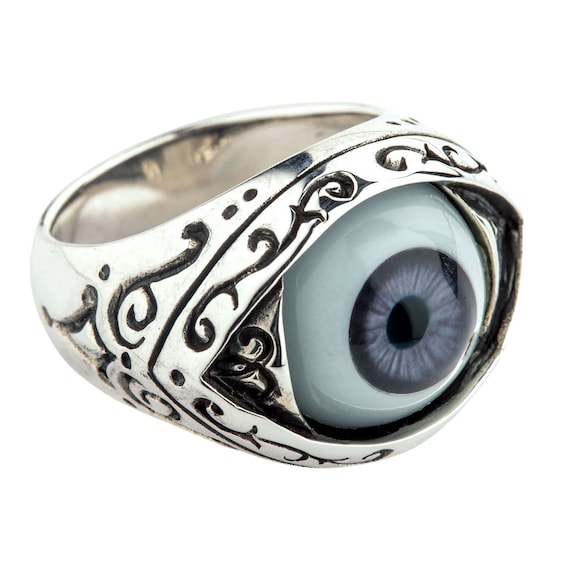 Anillo gotico de mal de ojo purpura oscuro 925 plata de ley por SterlingMalee Etsy Espana