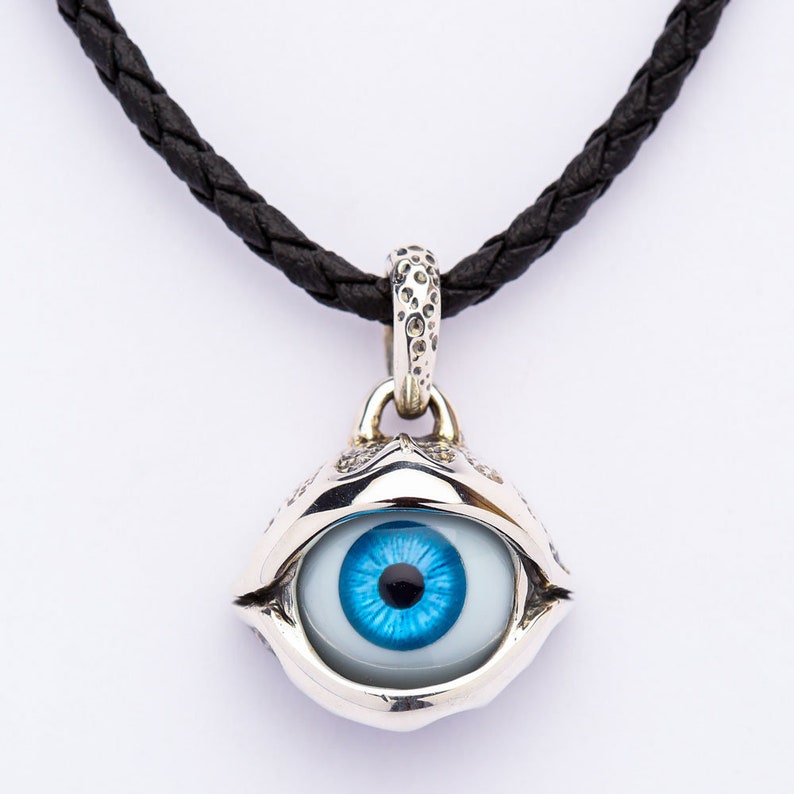 Evil Eye Necklace Pendant Eyeball Pendant Sterling Silver Etsy