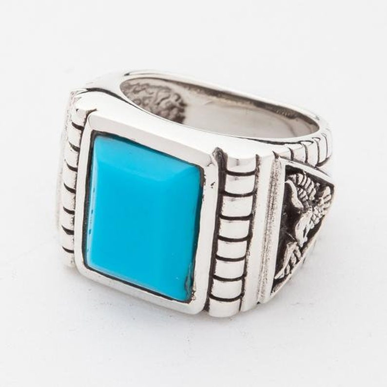 Turquoise Men's Ring Men's Turquoise Ring Silver Etsy