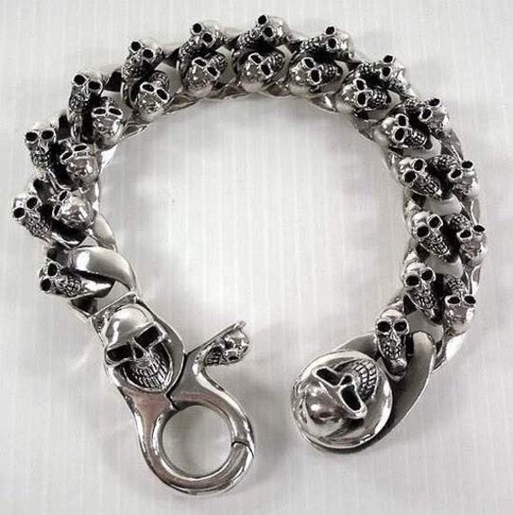 Skull Bracelet Dad Gift Men's Gift Mens Silver - Etsy