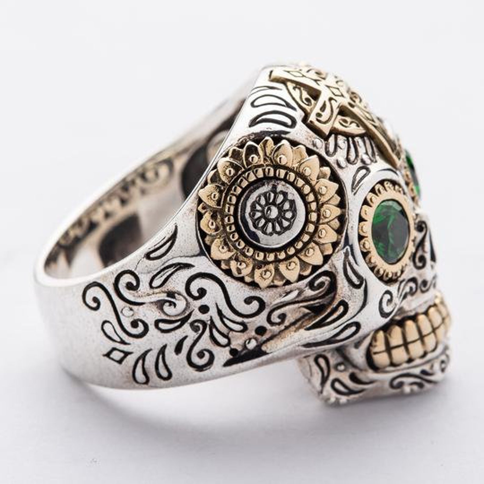 Sugar Skull Ring Skull Engagement Ring Skull Wedding Ring Etsy
