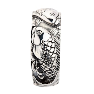 Japanese Carp Koi Fish Tattoos, Unique Wedding Band Rings, koi ring, fish ring, fish ring, sterling silver par SterlingMalee image 9