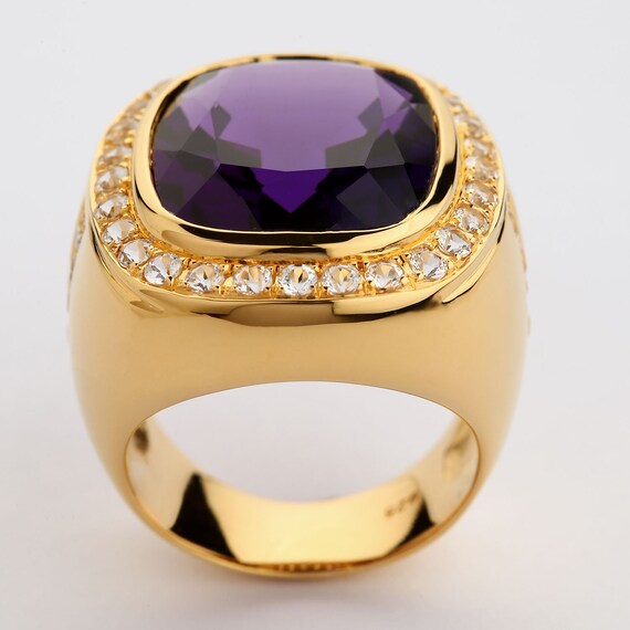 Mens yellow gold shop and amethyst ring