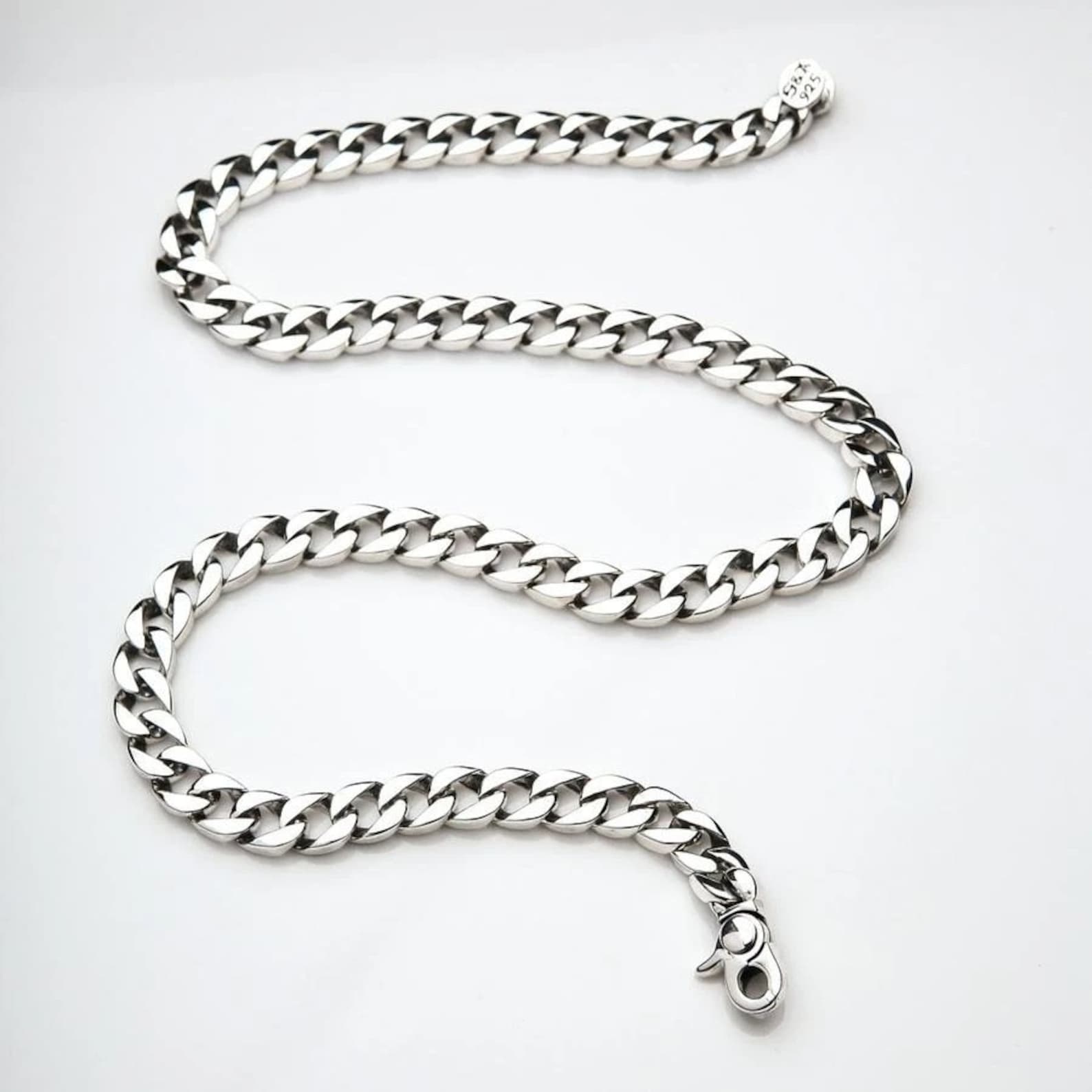 Chaîne Cubain En Argent Sterling 925 | Collier Lourd Pour Homme | Longueurs 16'' à 30'' | Cadeau Anniversaire