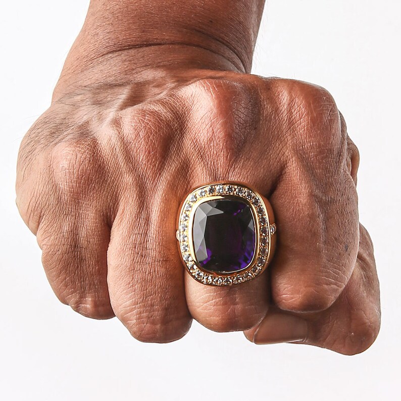 Men's Amethyst Ring Natural Amethyst Men's Ring Huge Etsy