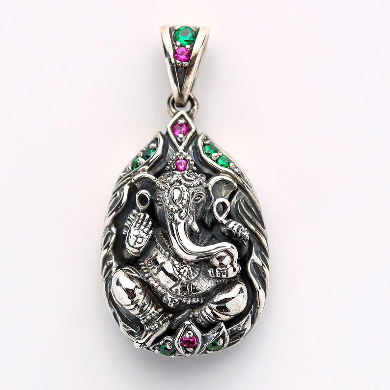 Ganesh Pendant Ganesha Pendant Necklace Sterling Silver Etsy