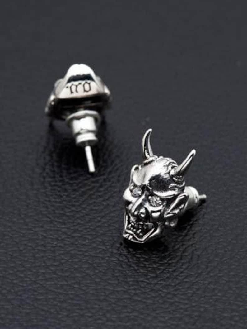 Japanese Oni Mask Stud Earrings Gothic Earrings Devil Etsy