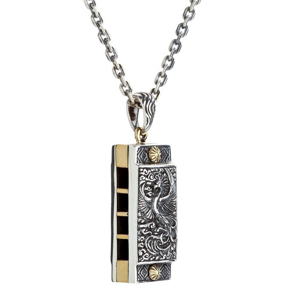 Japanese Phoenix Harmonica Pendant Necklace