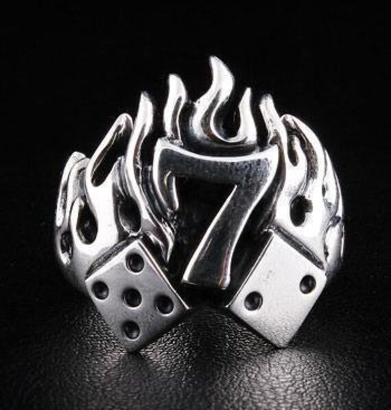 Anillo n mero 7 anillo de llama anillo de dados de plata