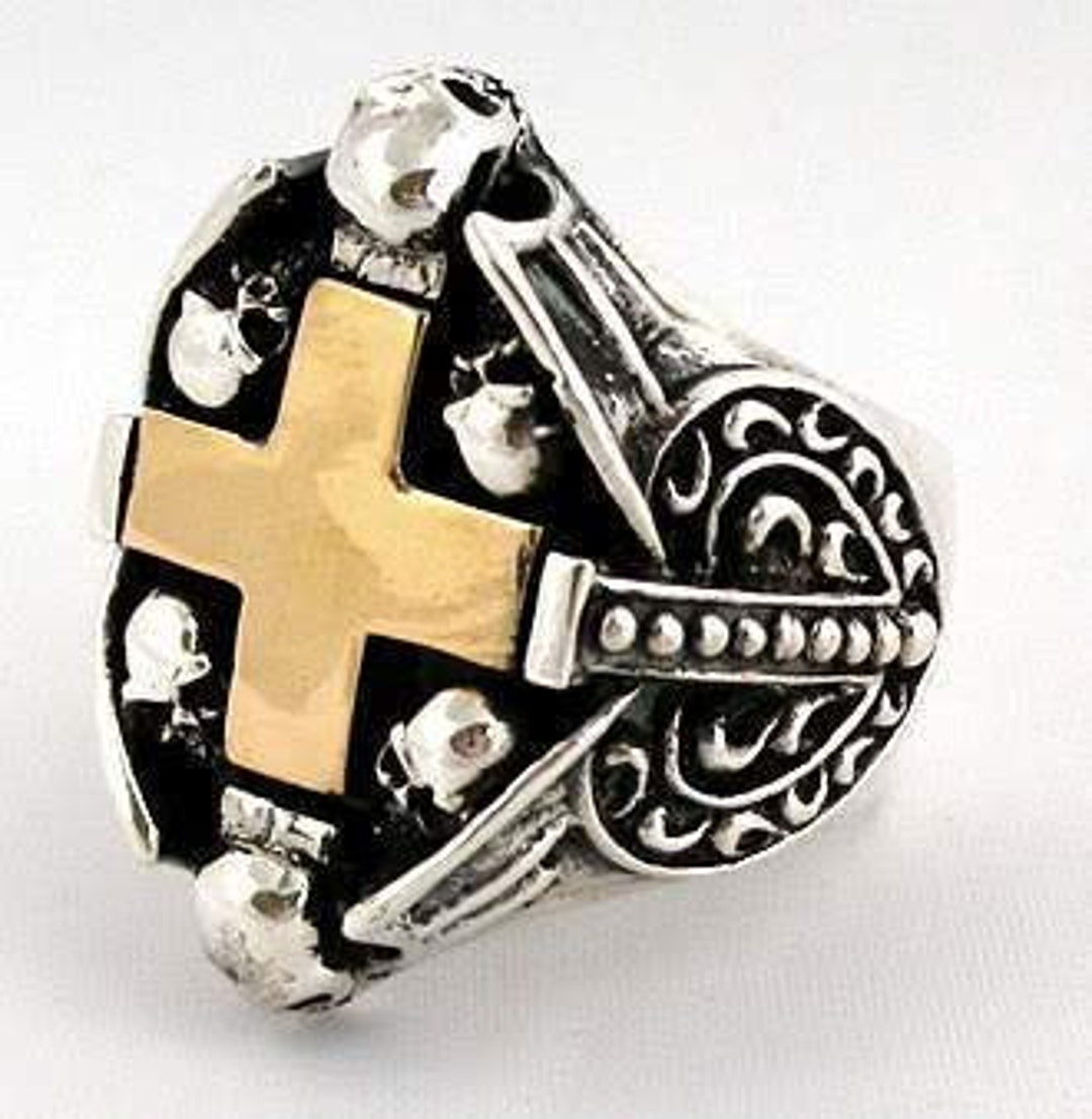 Sterling Silver Heart Ring Gothic Ring Crossbones Ring Bone - Etsy