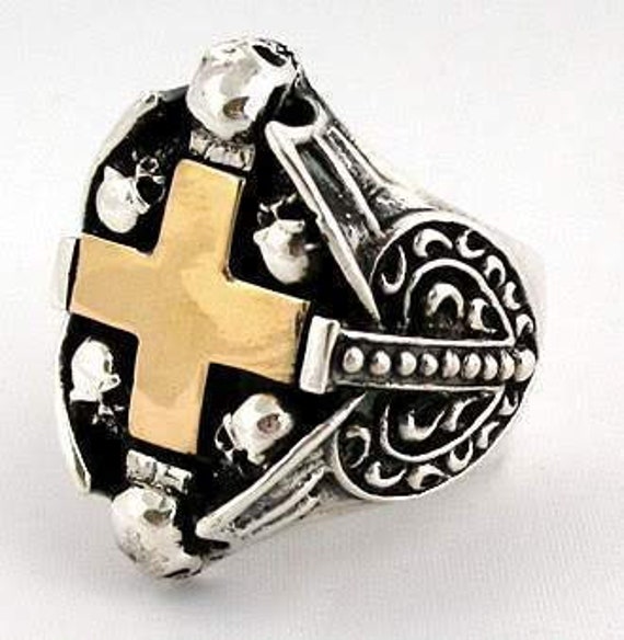 Sterling silver heart ring gothic ring crossbones ring bone | Etsy