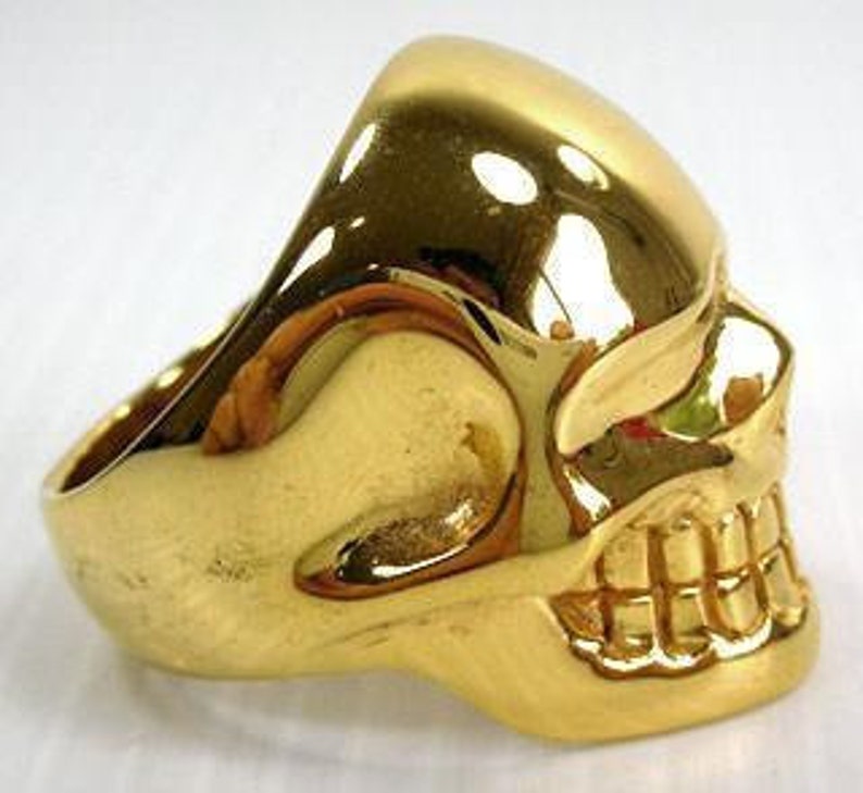 Skull Gold Ring Gold Men's Ring Biker Ring Men's Etsy