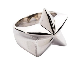 Sterling Silver Men's Star Ring, Biker Ring