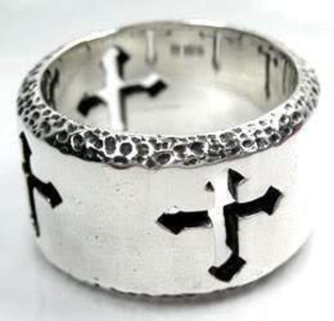 Silver Cross Ring Cross Men's Ring Sterling Silver Band Etsy