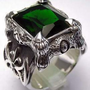 Green Claw Ring, Men's Emerald Ring, Emerald Men's Ring, Sterling ...