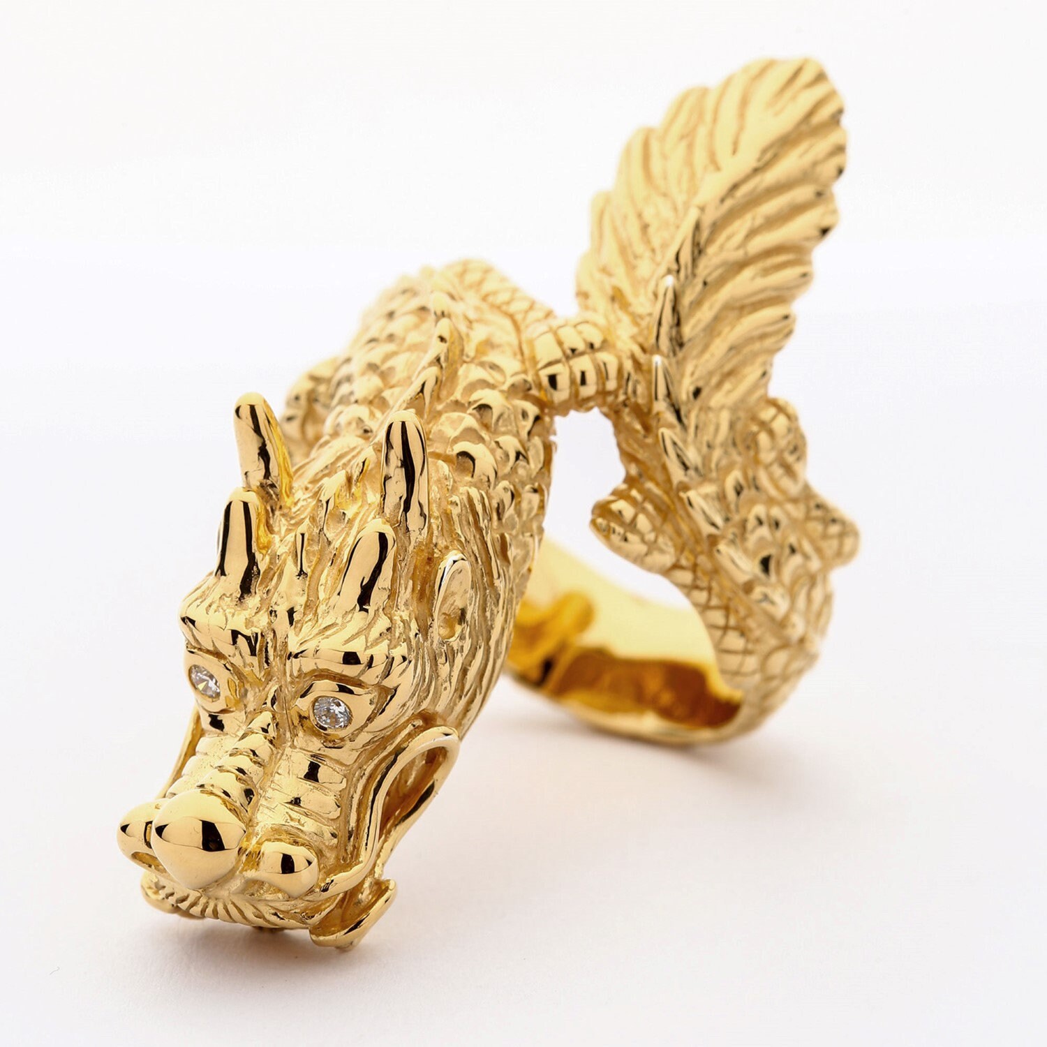 14k yellow gold mens ring dragon ring sterling silver ring Etsy