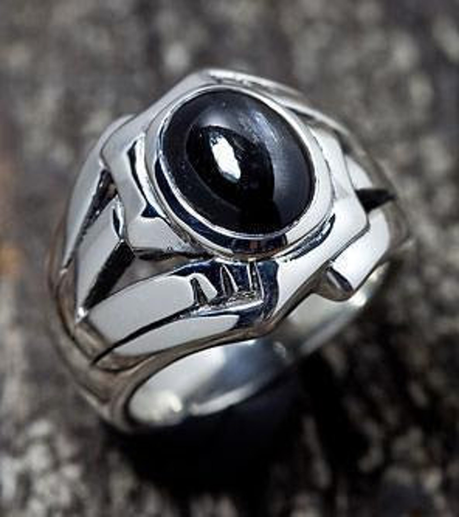 Men's Onyx Ring Sterling Silver Men's Ring 925 Etsy