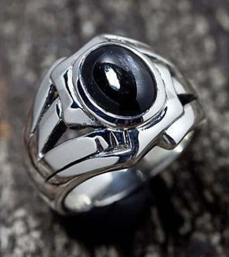 Men's Onyx Ring Sterling Silver Men's Ring 925 Etsy