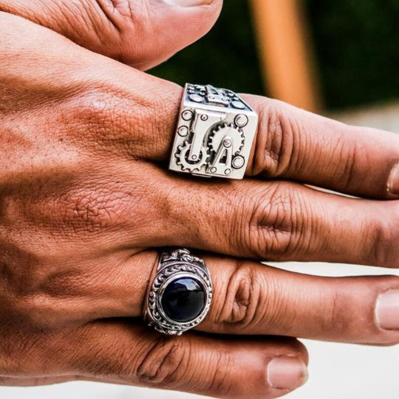 Mechanical Ring Biker Rings Sterling Silver Harley Ring Etsy