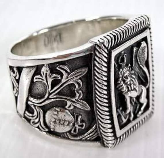 MEDIEVAL RASTA LION 925 SOLID STERLING SILVER MENS BAND RING CELTIC RAMPANT NEW 