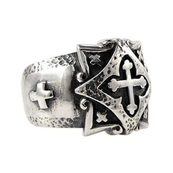 Silver Celtic Ring, Sterling Silver Celtic Cross Ring, Men's Silver Rings by SterlingMalee