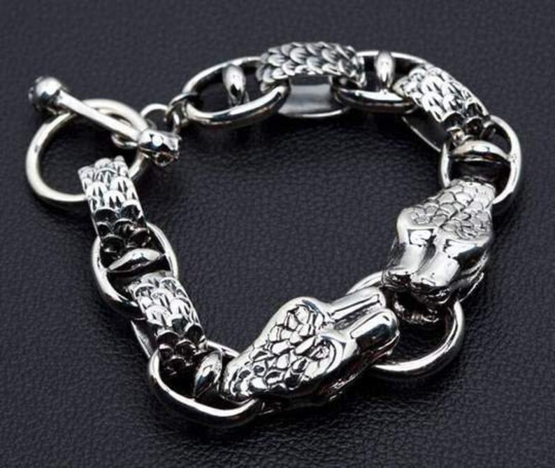 Sterling Silver Snake Bracelet Silver Men's Bracelet Etsy
