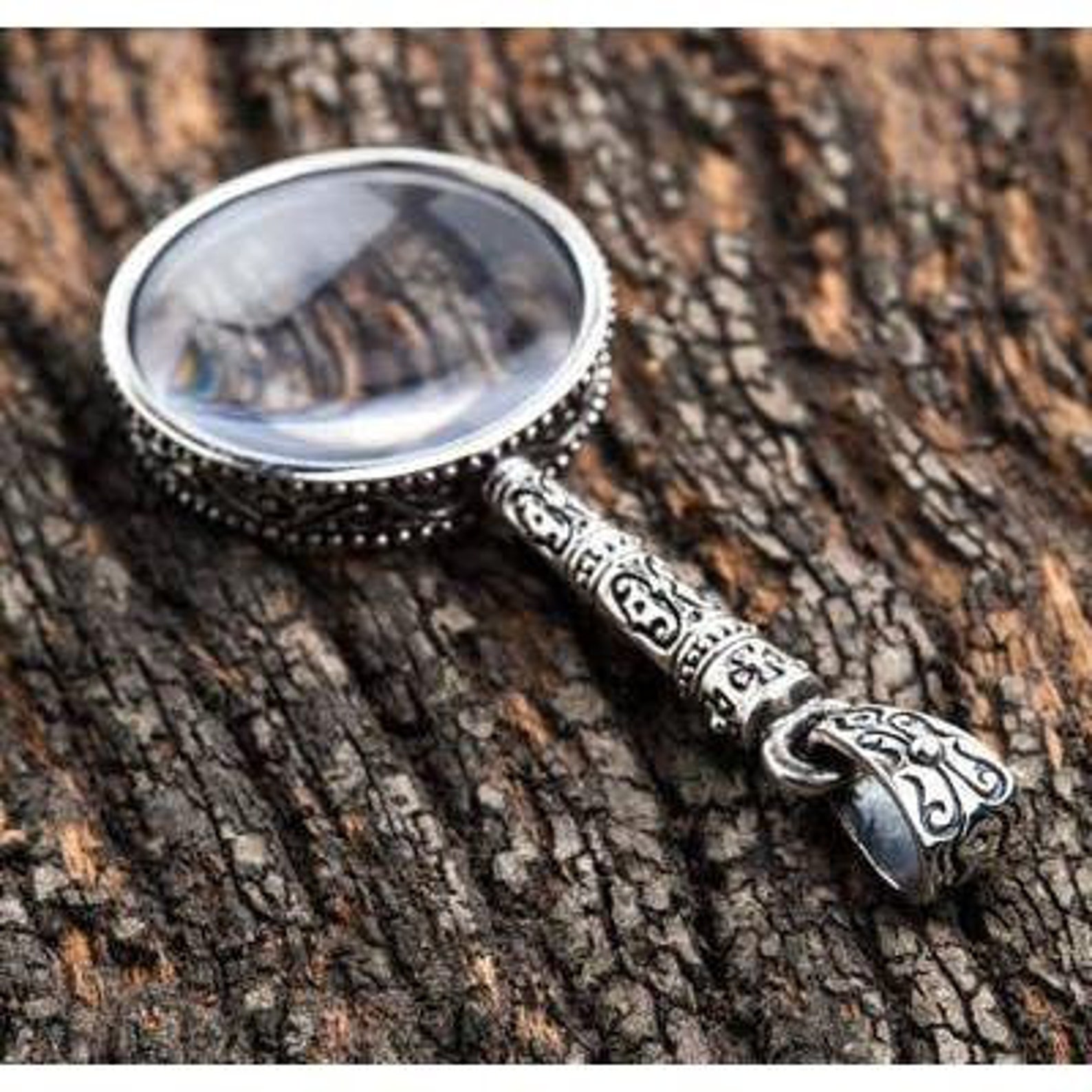 Magnifying Glass Silver Pendant 925 Sterling Silver Pendant Etsy