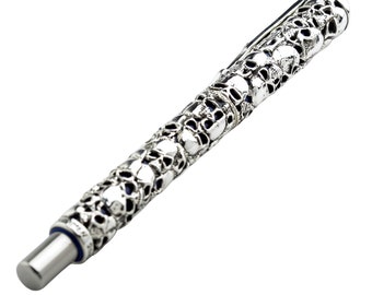 Silver Pen, Skull 925 Sterling Silver Pen by SterlingMalee