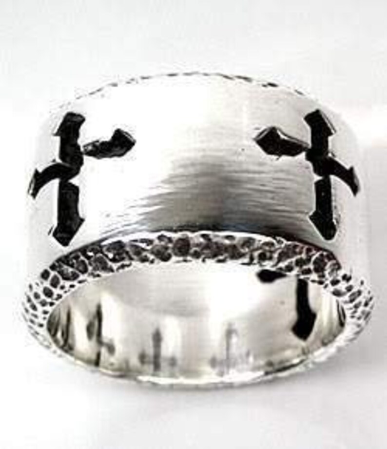 Silver Cross Ring Cross Men's Ring Sterling Silver Band Etsy
