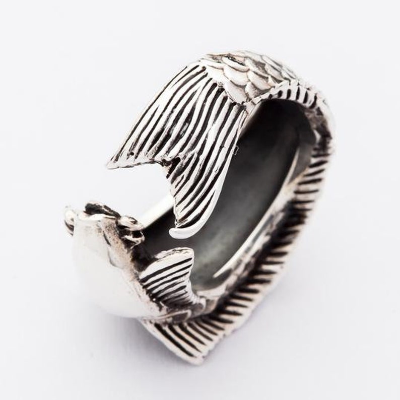 Silver Koi Ring, Koi Tattoo Fish Ring, Carp Ring, Fish Ring, Adjustable Ring by SterlingMalee image 7
