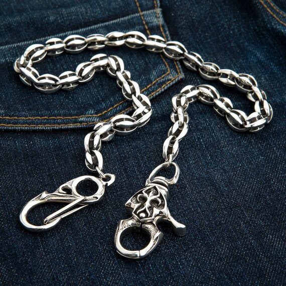 Sterling Silver Biker Lion Head Wallet Chain