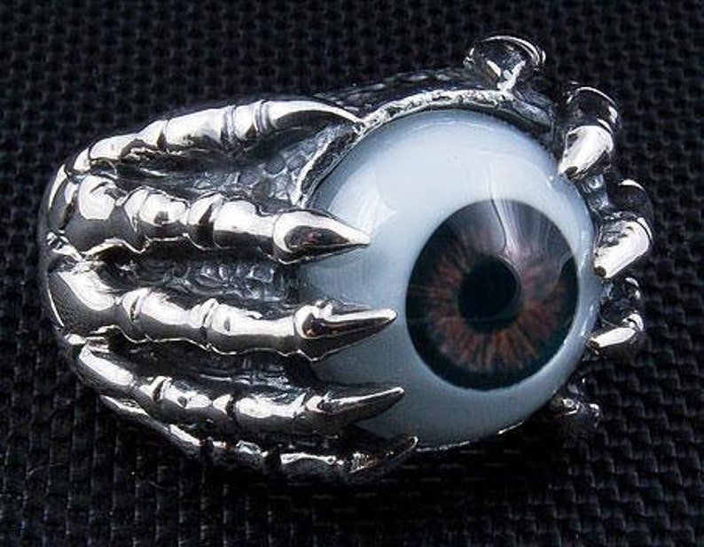Silver Eyeball Ring Eye Ring Claw Ring Sterling Silver Evil Etsy