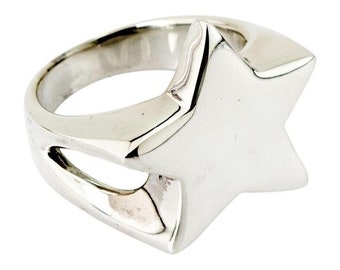 Star Ring, Sterling Silver Star Ring, Silver Men's Rings, Sterling Silver Rings SterlingMalee