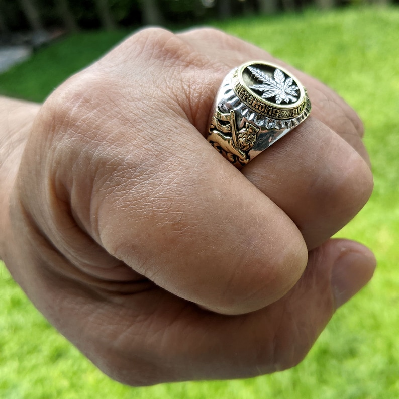 Marijuana Rings 925 Sterling Silver Canabis Leaf Ring by SterlingMalee