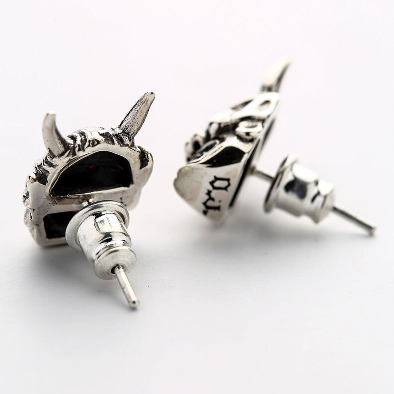 Skull Earrings Skull Mask Stud Earrings Japanese Oni Mask Etsy