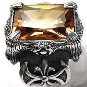 Imperial Topaz Mens Ring, Mens Silver Ring, Claw Ring, Biker Jewelry
