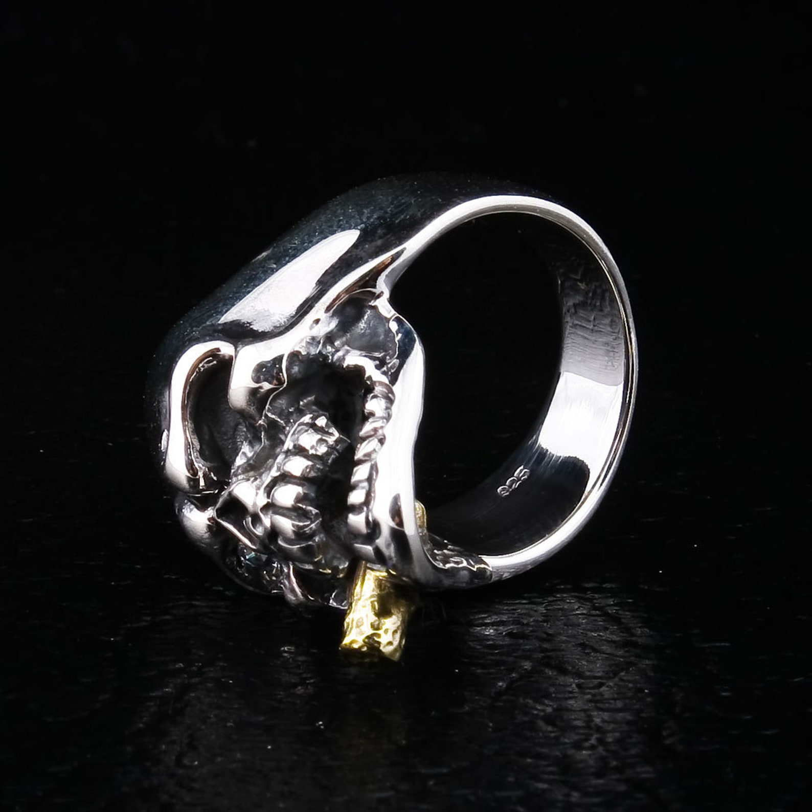 Diamond Eye Skull Ring 925 Sterling Silver Men's Ring Etsy