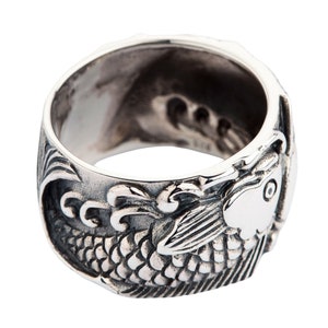 Japanese Koi Wedding Bands, 925 Sterling Silver Ring, Koi Tattoo Fish ...